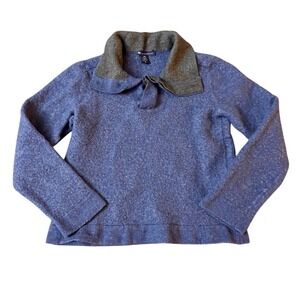 GAP Kids Extra Fine‎ Merino Wool Pullover Sweater Blue Collared Sz M Winter Warm